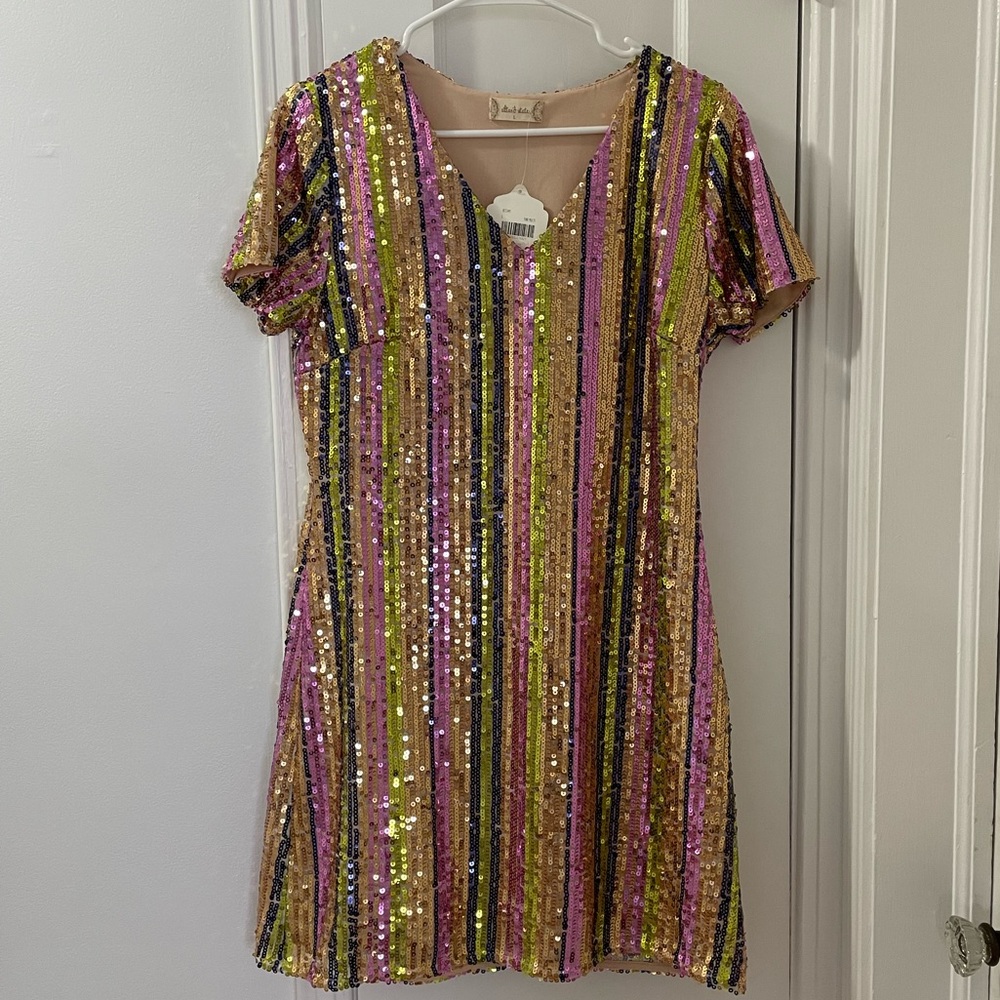 Multicolor Striped Sequin Dress Alter’d State